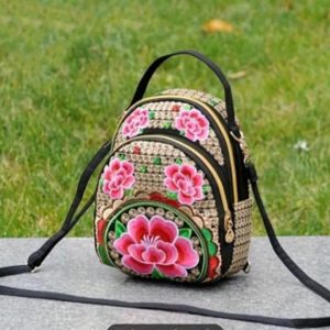 Embroidered Backpack & Crossbody Bag