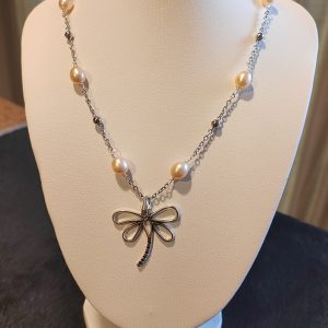 Freshwater Pearl & Dragonfly Necklace